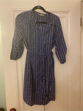 41hawthorn brand button down blue and white patterned dress